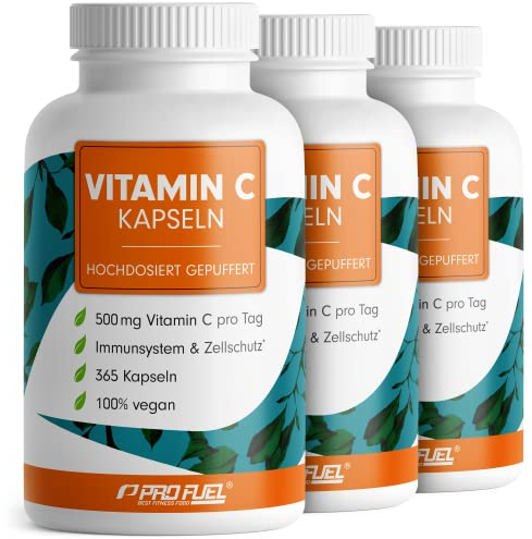 Vitamin C hochdosiert - 1095 Kapseln - 500 mg Vitamin C gepuffert - hochwertiges Calcium-Ascorbat optimal hochdosiert - laborgeprüft mit Zertifikat - 100% vegan