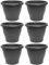 Acan Tradineur Lot de 6 pots ronds en plastique pour plantes et fleurs méditerranéennes avec trous inférieurs pour pot extérieur et intérieur de la maison Gris 20 cm