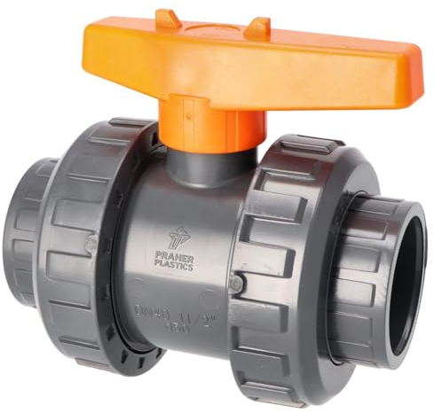 Duraol 2-Wege Pool Kugelhahn S6 mit 50mm Klebemuffe metrisch | Drehschieber für Schlauch oder Rohr | Absperrhahn für Pool | PVC-U Klebe-Fitting I Hochwertiges Pool Zubehör