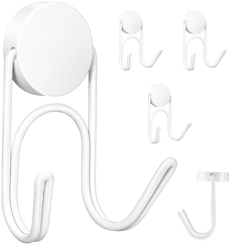 Buelkmag Magnethaken, robuste Magnethaken aus 304 Edelstahl für Kreuzfahrt-Kühlschrankgrill, starke Magnete mit Haken für die Küche zu Hause 4 Stück (weiß，2.8cm-2 18kg)