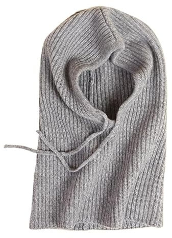 Prettystern Damen Herren 100% Kaschmir Sturmmütze Kapuzen-Schal Winter Mütze Warm Cashmere Balaklava Schlauch-Schal Mid-Grau