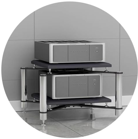 Gabinete De Audio Estante Hifi Estante Av Soporte Para Tv De Mdf De 1/2 Niveles - Soporte Resistente Para Tocadiscos Con Espacio Para Impresora - Muebles Multifunc(Size:70*70*50cm(2Tier),Color:Blanco)