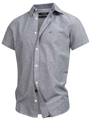 Indicode Herren INKenner Kurzarm-Hemd aus 100% Baumwolle | Herrenhemd Männerhemd Navy, L