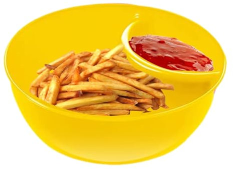 Neamou Geteilte Schüssel für Chips und Dip,Chip- und Dip-Schalen | Anti-durchnässte Servierschale für Snacks,Pommes-Frites-Schüssel mit Dip-Bereich, geteilter Snack-Teller, stapelbare