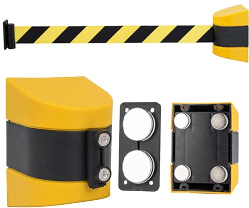 TMXKOOK Magnetische, Versenkbare Gürtelbarriere - 10 M Warteschlangenbarriere Mit Magnetischer Adsorption Für Die Kontrolle Der Menschenmenge, Sicherheitskordonbarriere Für Linienteiler