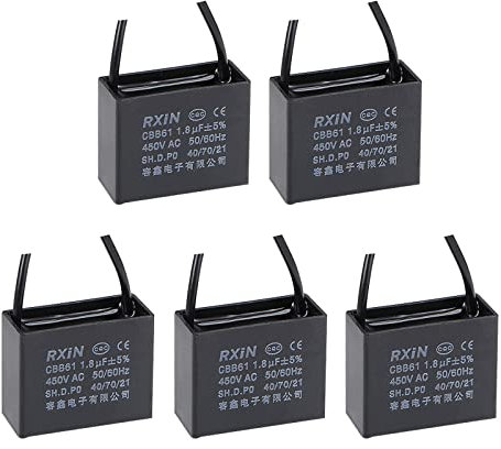 5 Stück Deckenventilator-Kondensator CBB61, metallisierter Polypropylen-Folienkondensator, ideal for Ventilatoren, Pumpen, Motoren, laufend