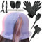12 Stück Haar Färben Set,Vorgebohrte Strähnchenhaube Haarfärbeset Strähnenhaube Silikon mit Löchern,Färben Hervorhebung Haare Färben Zubehör Färbebürste,Handschuhe,Ohrabdeckung,Haarhaken,Haarspangen