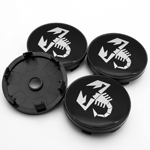 Lot de 4 Cache Moyeux pour Fiat Abarth 500 595 1100 Stilo Ducato 60mm, Voitures Cache Moyeu Centre de Jante Capuchons Capuchons de Moyeu Central Moyeu Décoration Accessoires