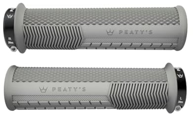 Peaty's Monarch Grips Fahrradgriffe - Knurl Fahrrad Lenkergriffe, Fahrradgriffe Ergonomisch für Komfort, Fahrrad und MTB Griffe, Fahrradlenker Griffe für Mountainbike - Dünn 30-32 mm, Grau