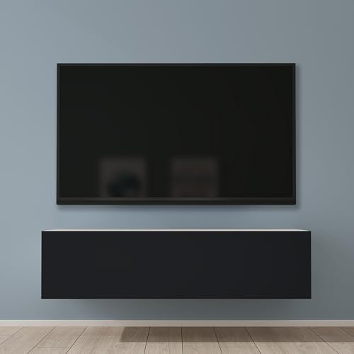 Mai & Mai Fernsehtisch Fernsehschrank TV Schrank Verdeckter Griff mit Soft-Close Lowboard Hängeschrank für Wohnzimmer in Matt Weiß + Matt Anthrazit BTH: 120x40,2x30 cm Fernsehschrank02