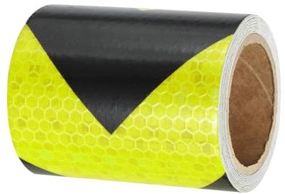 PATIKIL Ruban Réfléchissant Adhésif Flèche Fluorescent Jaune Noir 1 Rouleau 7cm x 3 Mètres Ruban Adhésif Réfléchissant de Sécurité Imperméable pour Camions, Remorques, Voitures