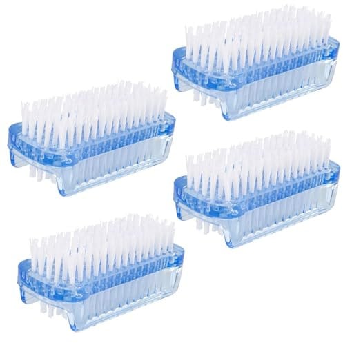 4 Double Sided Nail Brushes - Easy Grip Handles Great For Cleaning Nails, Nail Hygiene, Manicure and Pedicure Brushes