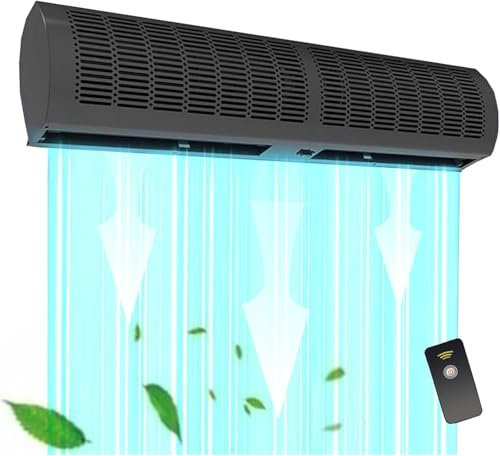 MIDUOLAI Rideau d'air IntéRieur Commercial, Rideau d'air Mural pour Ventilateurs De Porte, Rideau d'air Monté sur Le Dessus De La Porte, pour Les SupermarchéS, Les HôTels,Noir,39.3in/100cm