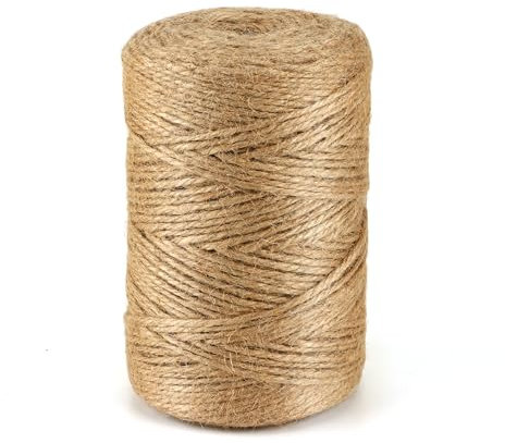 200 m Spago di Iuta Corda Juta Sottile, Corda in Juta Naturale spessa 3 mm per Decorazioni e Fai da Te Cordino Cordoncino per Artigianato, Arredamento, Creazioni, Bobina di Filo in Canapa Naturale