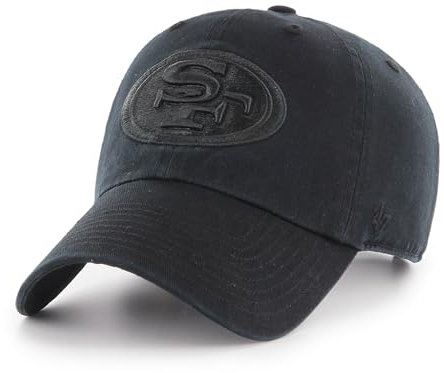 '47 NFL San Francisco 49ers Clean Up Unisex-Baseballkappe, Verstellbarer Riemenverschluss, Einheitsgröße, Team Logo, Farbe Schwarz