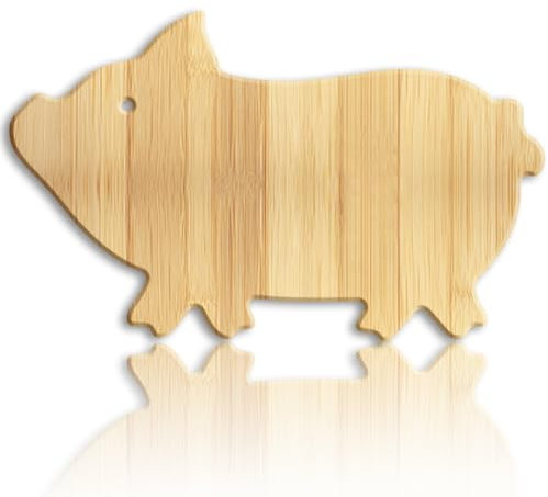 WEBEEDY Planche à Découper en Bambou en Forme de Cochon Planche à Découper et à Charcuterie Mignonne avec Trou de Suspension Planche à Découper Petit Animal de Ferme Décor de Cuisine,40x25x1.5 cm