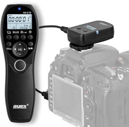 ayex Funk Timer Fernauslöser AX-5 Kompatibel mit Fujifilm RR100 X-100F XT-20 X-T4 X-T3 X-T2 X-T1 X-E2 X-Pro 2 X-100T X-T200 X-70 X-30 Serie Bulb Delay Fokussieren