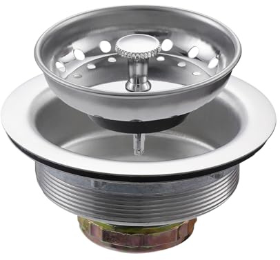 ZM Kitchen Sink Stainless Steel Basket Strainer with Drain Assembly, 3-1/2 Inch Sink Drain Stopper Plug
