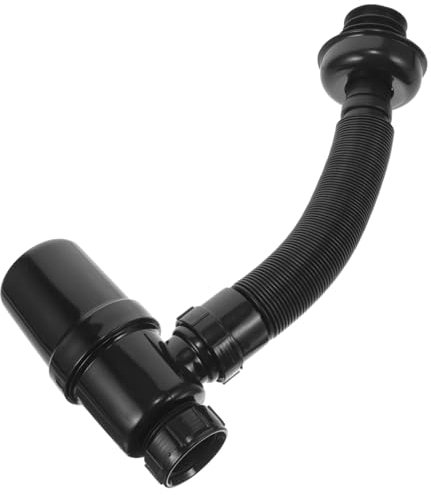 ANDRESLAD Siphon De Lavabo Anti-bouchon Noir│kit De Vidange D'évier│matériau Plastique Solide│ Système Anti-odeurs│pour Évier Cuisine Et Salle De Bain││usage Quotidien
