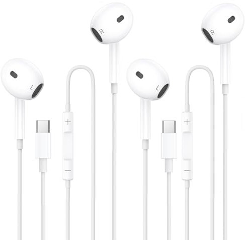 2 Pack Auriculares USB C con Cable Tipo C, In-Ear Auriculares con Micrófono Control de Volumen Compatible con iPhone 16 15 MAX Plus Pro, Samsung Galaxy S20 S21 S22 S23 S24+ Ultra, iPad Pro Mini6