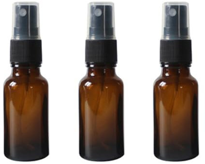 ericotry 3Pcs 15ml/0.5oz Empty Brown Glass Spray Bottles Jars with Black Pump Top Fine Mist Sprayer Perfume Dispenser Vials Small Essential Oil Cosmetic Travel Containers