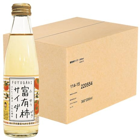 Japanese Fruit Cider Soda 200ml – Lightly Carbonated Soft Drink, Refreshing Mini Bottles, Smooth Crisp Taste (Fuyu Gaki (24 Bottle))