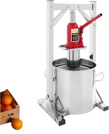 Armanyya 12L Hydraulische Obstpresse, 304 Edelstahl Fruchtpresse mit 3T Hydraulikheber, Manueller Entsafter, Innenfilter-Eimer, Weinpresse, Apfelweinpresse, Ideal für Wein, Most & Fruchtsäfte