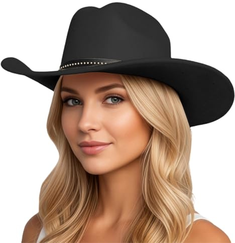 Generisch Cowboyhut Damen Herren,Western Cowboyhut Mit Breiter Krempe Und Klassischem Geschwungenem Design
