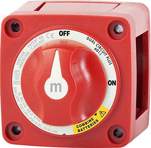 Blue Sea Systems 6011 m-Series Battery Switch Dual Circuit Plus, Red