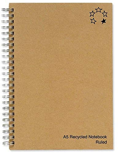 5 Star Notebook Wirebound Hard Cover Recycled 80gsm A5 Manilla [Pack of 5]