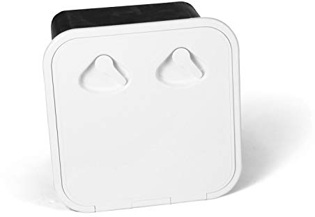 wellenshop Ablagefach MID LINE mit Klappe 380 x 380 mm Weiß Schwarz Box Staufach Ablage-Box Handschuhfach Luke Ablage Boot Caravan Wohnmobil Womo