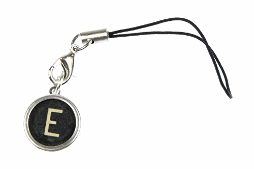 Miniblings ABC alte Schreibmaschinentaste Handyanhänger Wunsch Buchstabe schwarz- Handmade Modeschmuck I Anhänger Handyschmuck Schlüsselanhänger, Buchstabe:R