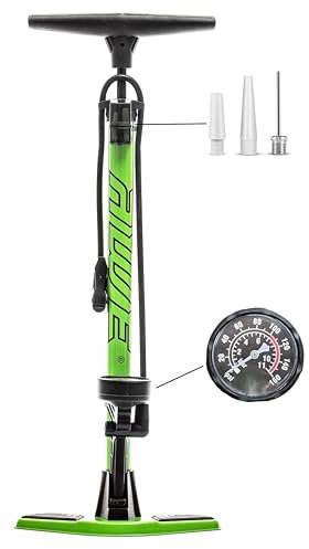 AWE® Track Floor Pump Heavy Duty Steel Body With Gauge Upto 160PSI