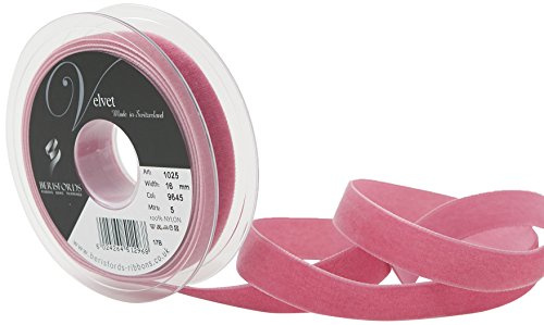 Berisfords Velvet Ribbon Alt Rosa 21mm - Nylon Craft Ribbon for Sewing, Gift Wrapping and Hair Accessories