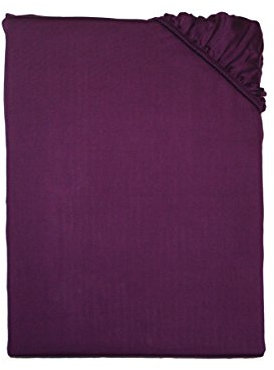 Kinzler C-10031/14 Baumwoll-Satin Spannbettlaken Uni 100x200 cm, Pflaume