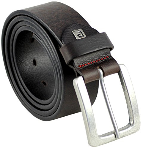 Pierre Cardin Leder-Gürtel Herren 40 mm breit, Gürtel Herren Vollbüffelleder dunkelbraun, Size:110