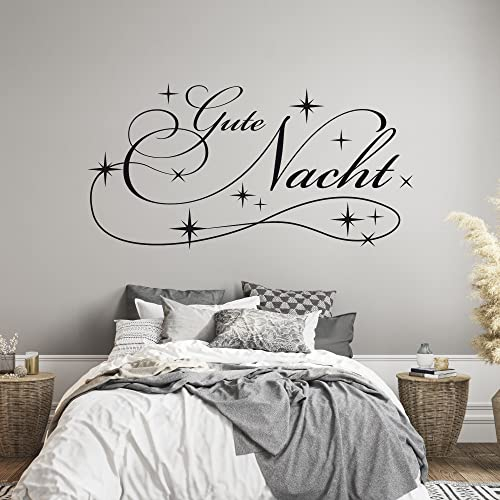GRAZDesign Wandtattoo Schlafzimmer Gute Nacht Sterne Wandaufkleber Sprüche Erwachsene - 97x50cm / 070 schwarz