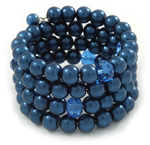 Perle en Verre Bleu foncé Verre en Spirale Flex – Bracelet Femme – réglable