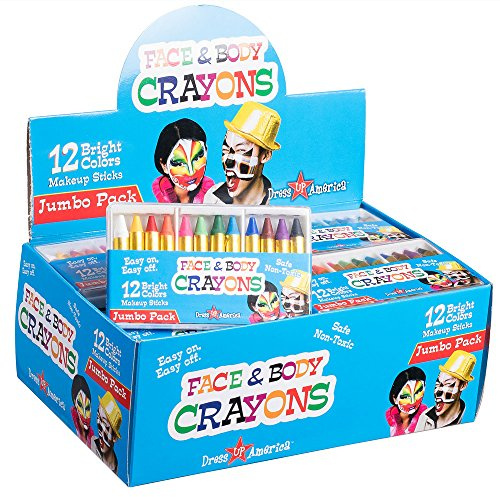 Dress Up America 6 Color Safe and Non Toxic Crayons Casepack For Face And Body