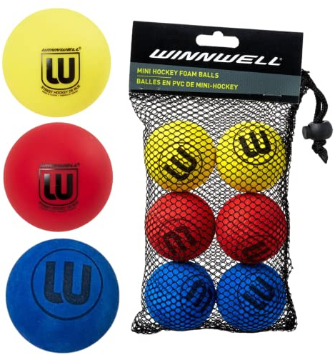 Winnwell PVC Knee Hockey Balls - Indoor Hockey Floor Balls for Mini Stick Nets - Mini Hockey Balls with Mesh Bag -50mm 30gram Weight