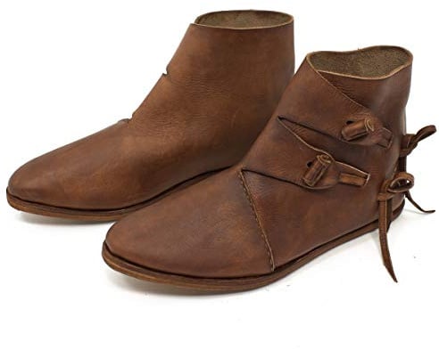 Vehi Mercatus Wikinger-Schuhe oder Mittelalter-Schuhe doppelt besohlt Dunkelbraun Gr. 47