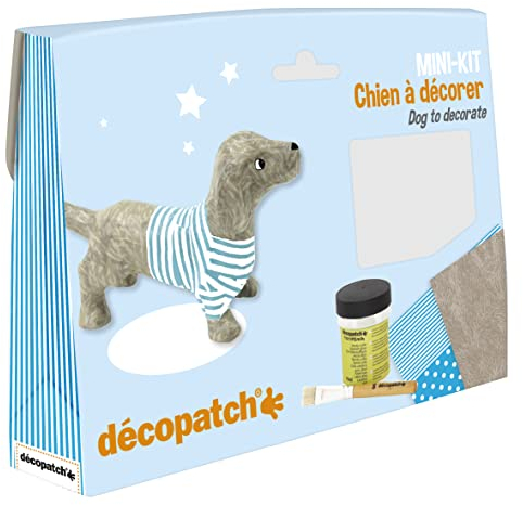 Décopatch KIT026C Bastel Mini-Set Pappmaché (Dackel, ideal für Kinder) 1 Set