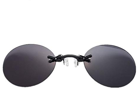 Sport-Sonnenbrillen, Vintage Sonnenbrillen, Fashion Clip On Nose Sunglasses Men Vintage Mini Round Sun Glasses Hacker Empire Matrix Morpheus Rimless Sunglasses UV400 Black