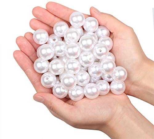 Perlen zum auffädeln lose Perlen für armbänder 45 Stück 20mm poliert Perlen für Christmas decoration/Vase Füllstoffe/DIY Schmuck Halsketten/Kleidung Dekoration/Hochzeit/Geburtstag Party (Weiß 20mm)