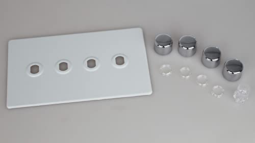 Varilight Matrix 4-Gang Double Plate Unpopulated Dimmer Kit. Screwless Primed and Ready to Paint