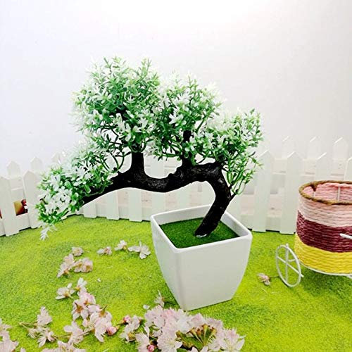 TOMHY Simulation Green Plant Bonsai Willkommen Pine Zypresse Kleine Topfpflanze kuenliche Pflanze Kleine Bonsai Home Decoration: Weiss