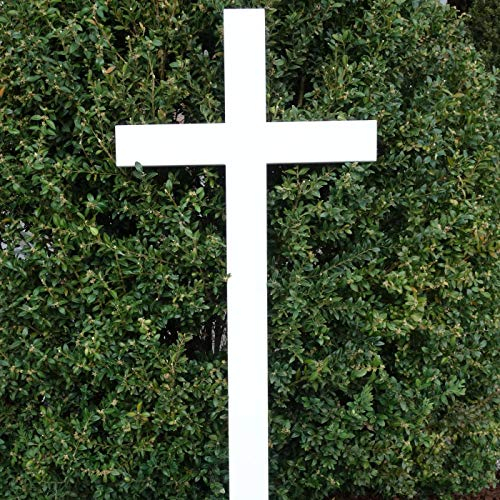 Trauer-Shop Holzkreuz, Grabkreuz in weiß für Grabstätten. 38 cm x 100 cm.