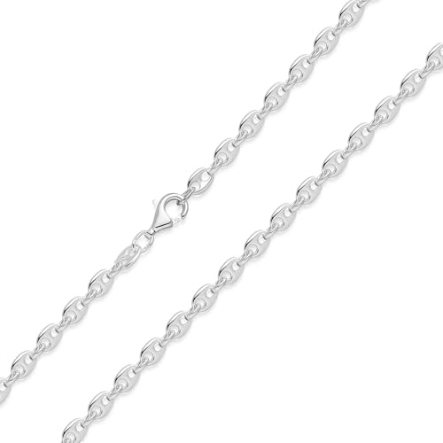 Materia Flat Coffee Bean Chain 925 Sterling Silver Women's Necklace 40 45 50 60 cm Diamond-Coated K106 silver