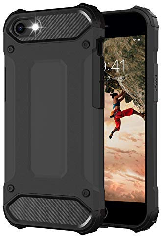 Outdoor Hülle für iPhone SE 2022/2020, iPhone 7 Case iPhone 8 Hülle Schwarz [iPhone 8 Handyhülle Panzer Outdoor Hardcase] Ultra Slim kompatibel mit dem iPhone 7 & 8 Case