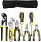 DOWELL Set di 7 pinze da 25,4 cm, pinze combinate regolabili da 20 cm, pinze combinate a becco lungo 15,2 cm, pinze da taglio diagonale, cacciaviti, kit di strumenti di manutenzione con custodia per